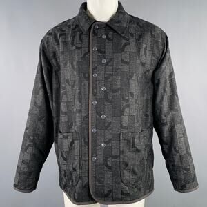 PILGRIM Size M Grey Black Geometric Wool Blend Snaps Jacket